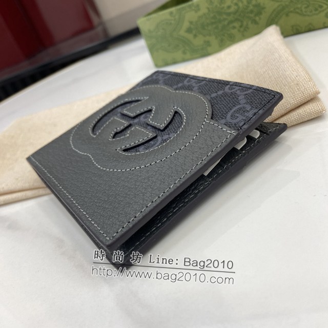 Gucci專櫃古馳最新款飾鏤空互扣式雙G錢包男士短夾錢包 jh2101型號：701420